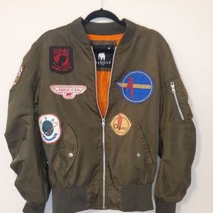 American Stich Dark Green Bomber Jacket with Patches
